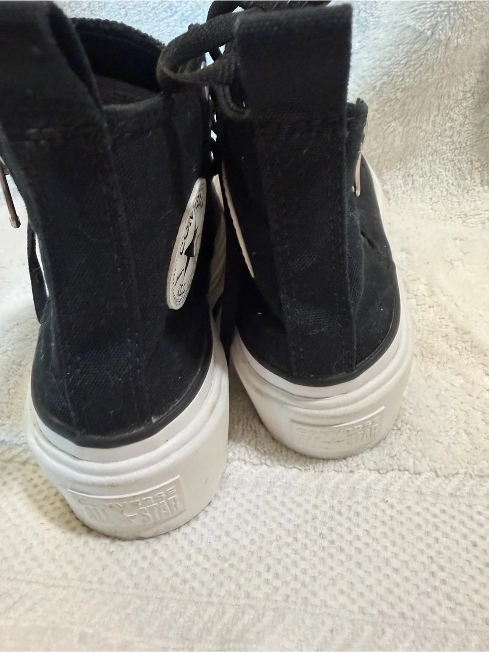 Converse Black High-Top platform Sneakers with White Toe Cap